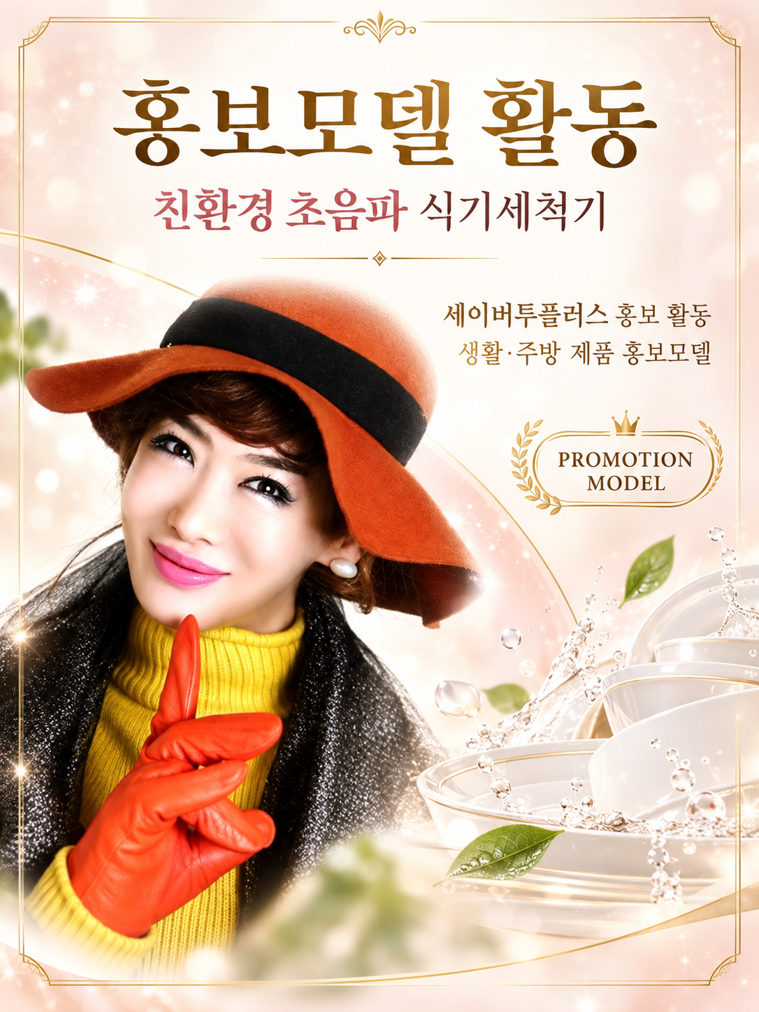 친환경 초음파 식기세척기 홍보모델 이미지